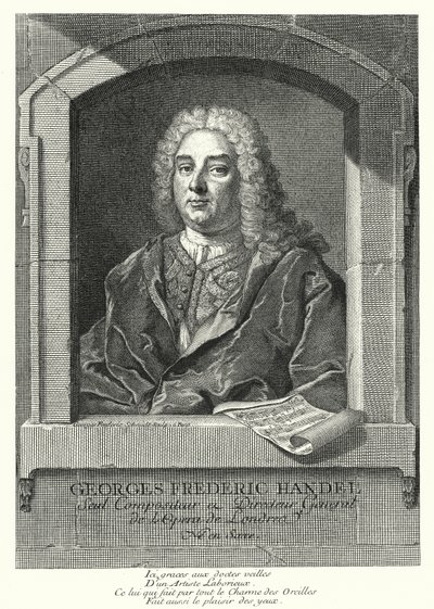 George Frideric Handel, tysk barokkomponist (gravering) af Georg Friedrich Schmidt