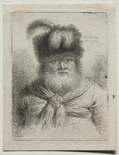 Gammel mand i pelshat af Georg Friedrich Schmidt