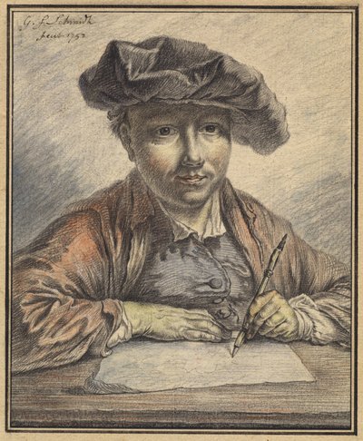 Selvportræt skitsering af Georg Friedrich Schmidt