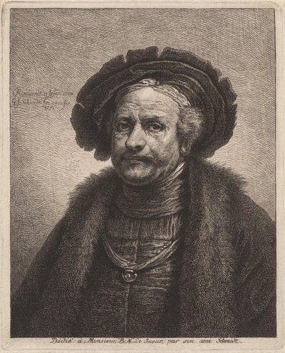 Selvportræt af Rembrandt af Georg Friedrich Schmidt, after Rembrandt van Rijn