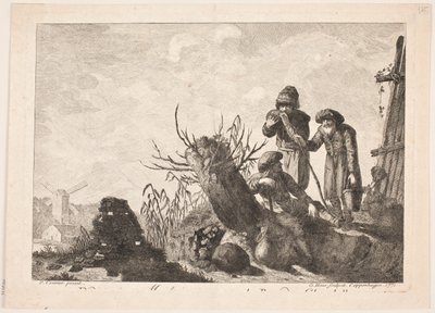 Tre bønder i et landskab af Georg Haas