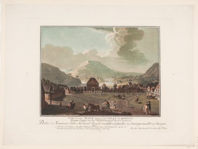 Udsigt over en plads i byen Bergen af Georg Haas