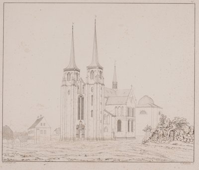 Danish: Roskilde Domkirke set fra sydvest af Georg Hoffmann