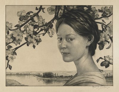 Jomfru med blomster af Georg Jahn