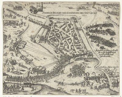 Belejring af Grol af Frederik Hendrik, 1627 Stadische belager- und einnemung der stat Groll. 1627 (titel på objekt) af Georg Keller