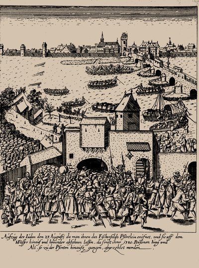 Fettmilch-opstanden. Udvisning af jøderne fra Frankfurt den 23. august 1614, ca. 1616-1617. af Georg Keller