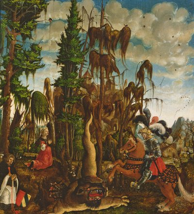 St. George redder prinsessen fra dragen, 1520 af Georg Lemberger