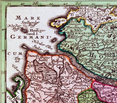 Detalje af Helgoland fra et kort over Nordtyskland af Georg Matthäus Seutter