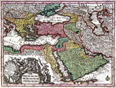 Kort over det osmanniske imperium af Georg Matthäus Seutter