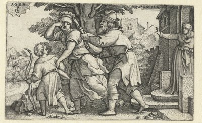 Abraham fordriver Hagar og Ismael Historien om Abraham (serietitel) af Georg Pencz