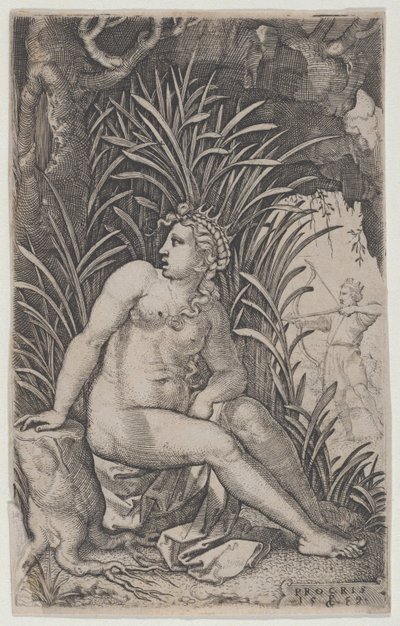Cephalus og Procris, fra De græske heltinder, 1539., 1539. af Georg Pencz