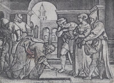 Kristus og den utro kvinde. af Georg Pencz