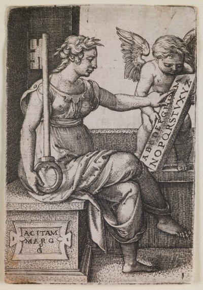 Grammatica, fra serien "De frie kunster", ca. 1541 (kobberstik) af Georg Pencz