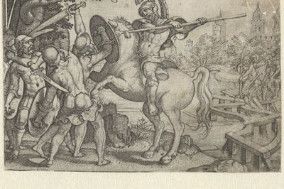 Horace Cocles forsvarer broen over Tiberen Historier fra tidlig romersk historie (serietitel) af Georg Pencz