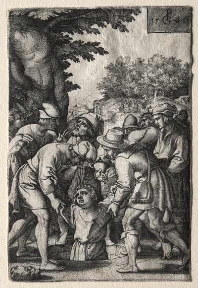 Joseph sænket ned i en brønd af Georg Pencz