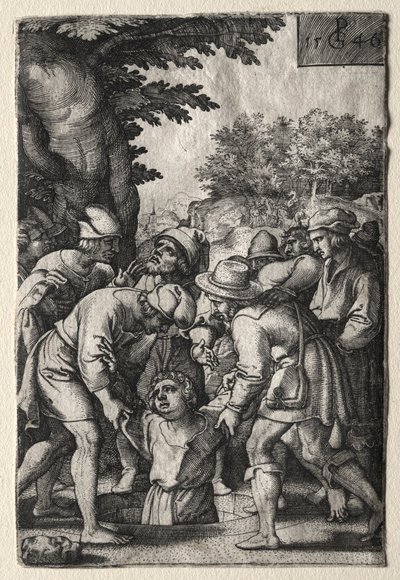 Joseph sænket ned i en brønd, 1546. af Georg Pencz