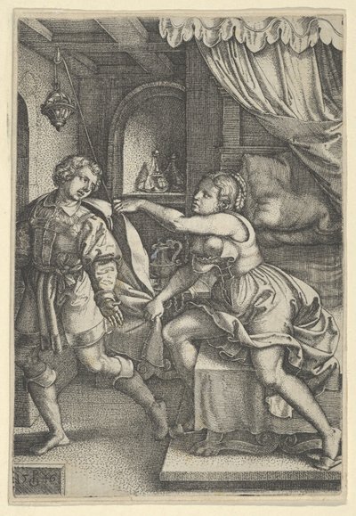 Joseph og Potiphars kone fra historien om Joseph, 1546. af Georg Pencz