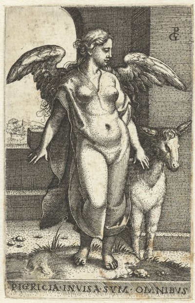 Luiheid (Pigritia Acedia) Pigricia invisa tang omnibus (titel på objekt) Zeven Hoofdzonden (serietitel) af Georg Pencz