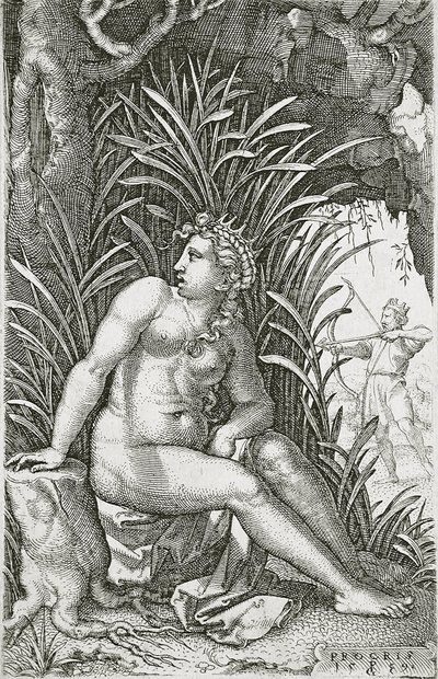 Procris dræbt af Cephalus af Georg Pencz