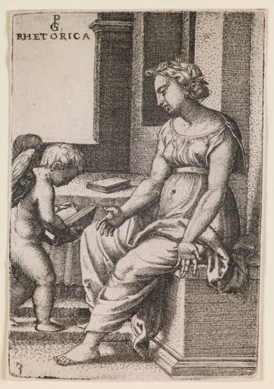 Rhetorica, fra serien "De frie kunster", ca. 1541 (kobberstik) af Georg Pencz