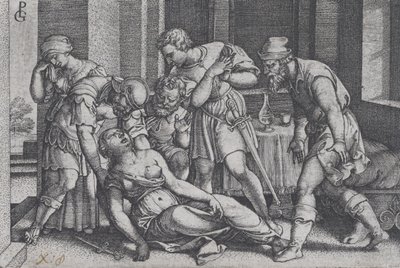 Lucretias selvmord, fra Scener fra romersk historie. af Georg Pencz