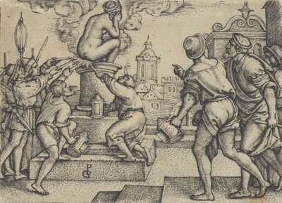 The Courtesan Punished, fra The Story of the Magician Virgil. af Georg Pencz