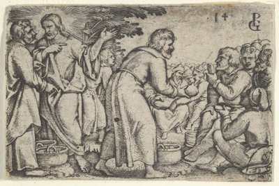Miraklet med brødene og fiskene, fra Historien om Kristus, 1534-35. af Georg Pencz