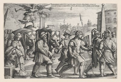 Berømmelsens triumf på kyskhed, fra Petrarkas triumfer. af Georg Pencz