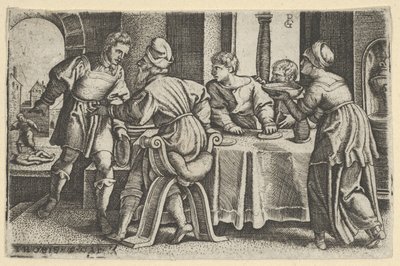 Tobias forlader bordet, fra The Story of Tobias, 1543. af Georg Pencz