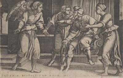 Tobias og ærkeenglen Rafael, fra The Story of Tobias, 1543. af Georg Pencz