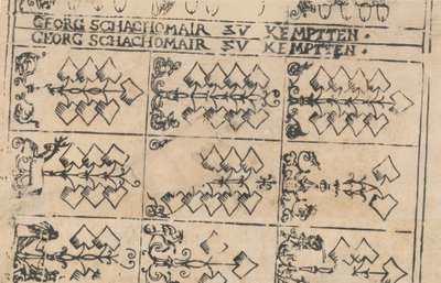 Ark med spillekort, 1575-1600. af Georg Schachomair