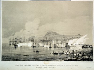 Slaget ved Sinop den 30. november 1853 (litografi) af Georg Wilhelm Timm