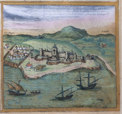 Elmina fra Cities of the World, ca. 1572 af Georg Braun und Franz Hogenberg