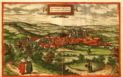 Blamont, landby i Frankrig af Georg and Hogenberg Franz (1535 90) Braun