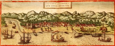 Calicut af Georg and Hogenberg Franz (1535 90) Braun