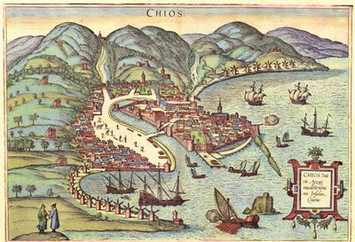 Chios, Grækenland af Georg and Hogenberg Franz (1535 90) Braun