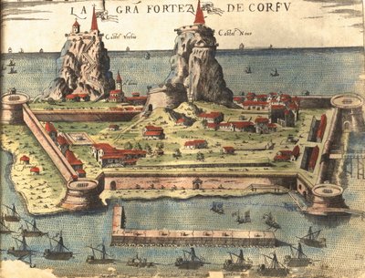 Korfu, Grækenland af Georg and Hogenberg Franz (1535 90) Braun