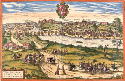Grodno, Hviderusland af Georg and Hogenberg Franz (1535 90) Braun
