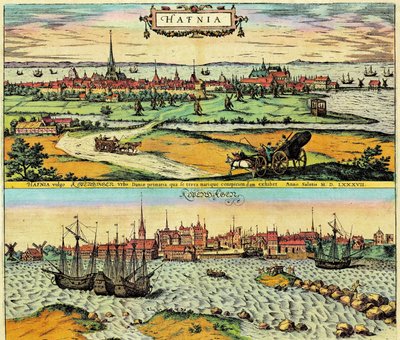 Hafnia/København, Danmark af Georg Braun and Hogenberg Franz