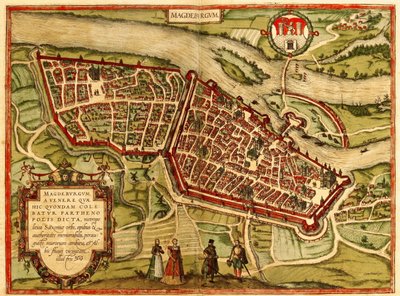 Magdeburg, Tyskland af Georg and Hogenberg Franz (1535 90) Braun