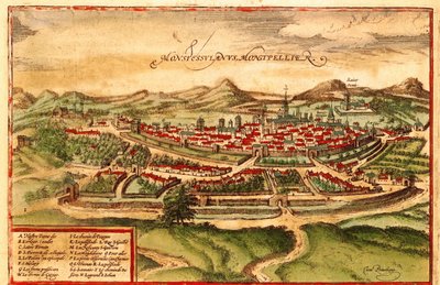 Montpellier, Frankrig af Georg and Hogenberg Franz (1535 90) Braun