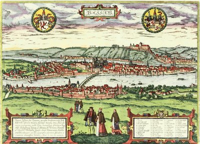 Passau, Tyskland af Georg and Hogenberg Franz (1535 90) Braun