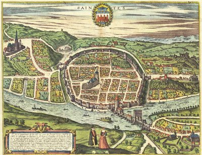 Saintes, Frankrig af Georg and Hogenberg Franz (1535 90) Braun