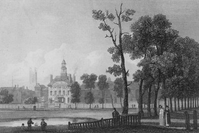 Bethlehem Hospital, som det så ud i juni 1811, London (gravering) af George (after) Arnald