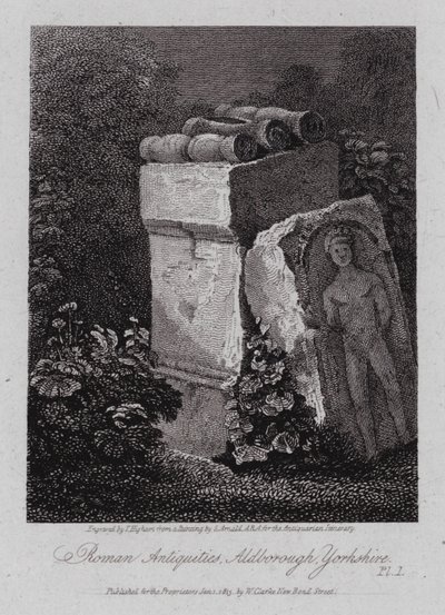 Romerske oldtidsfund, Aldborough, Yorkshire (gravering) af George (after) Arnald