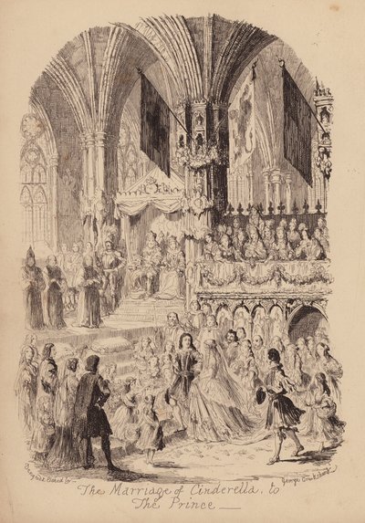 Askepot og glasskoen (kobberstik) af George (after) Cruikshank