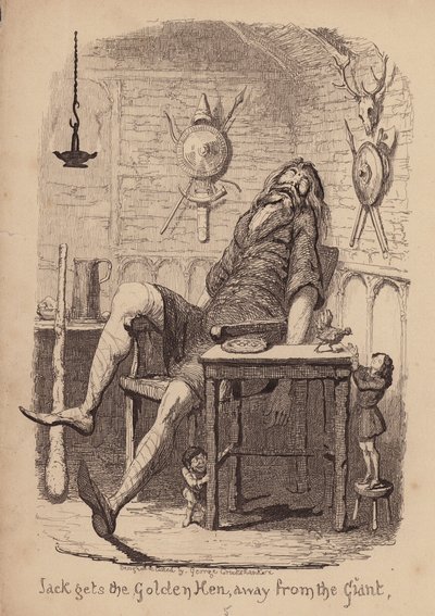 Jack og bønnestagen (kobberstik) af George (after) Cruikshank