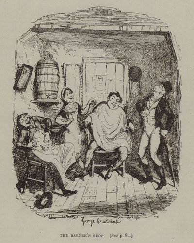 Frisørens værksted (gravering) af George (after) Cruikshank