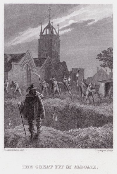 The Great Pit in Aldgate (gravering) af George (after) Cruikshank