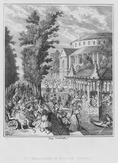 Maskeraden i Ranelagh-haverne (gravering) af George (after) Cruikshank